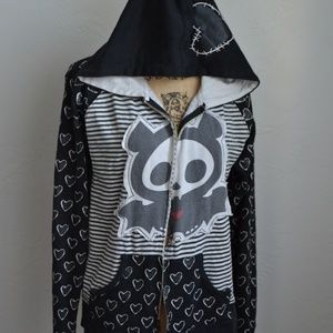 Hot Topic Bat Heart Skelanimal Hoodie RARE
